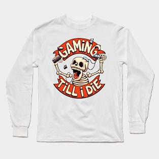 Gaming Till I Die Skeleton Play Video Game Vintage Retro Men Long Sleeve T-Shirt